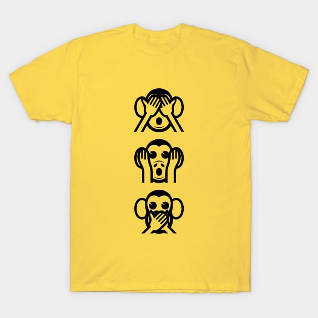 3 Wise Monkeys Emoji T-Shirt by tinybiscuits